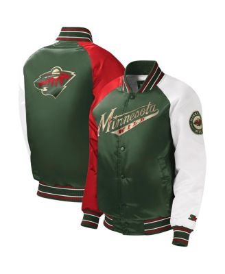 Big Boys, Girls and Green Minnesota Wild Raglan Full-Snap Varsity Jacket