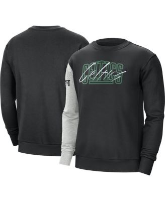 Men's Black, Heather Gray Boston Celtics Courtside Versus Force & Flight Pullover Sweatshirt