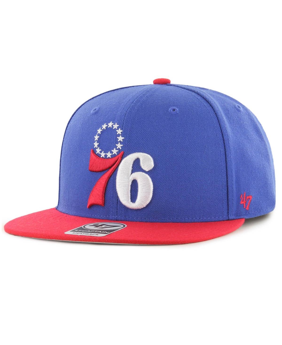 47 Brand Men's ' Royal, Red Philadelphia 76ers Two-tone No Shot Captain Snapback Hat In Blue
