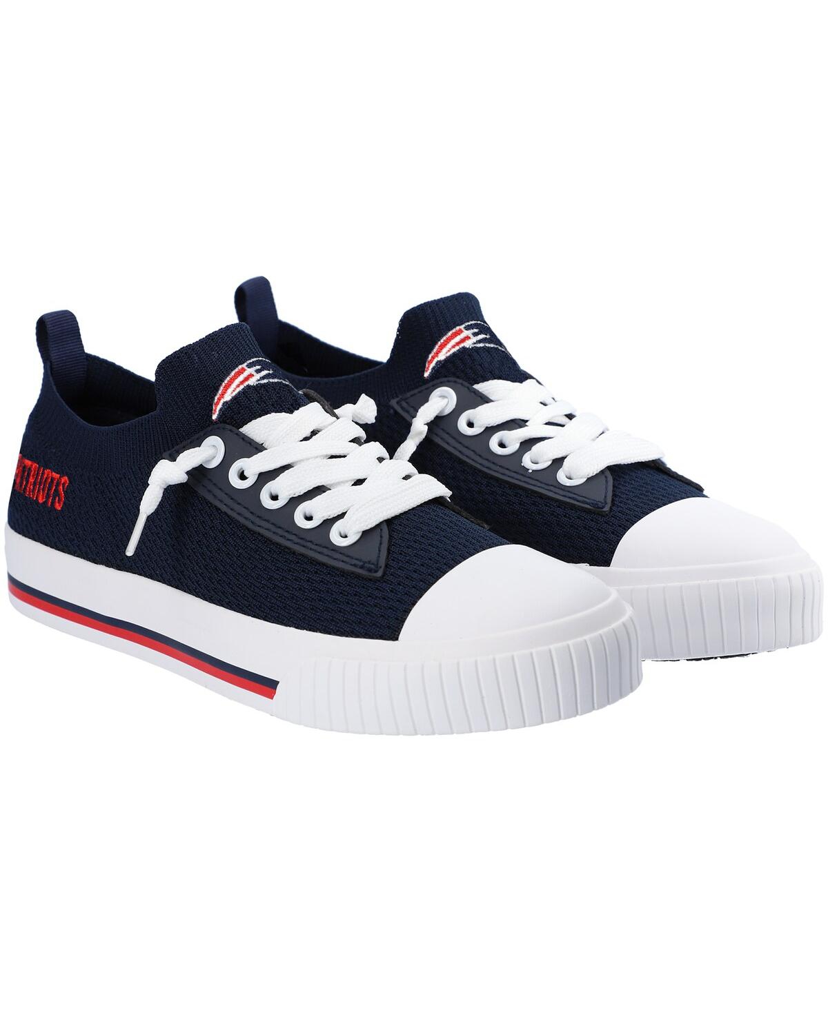 Women's Foco New England Patriots Knit Canvas Fashion Sneakers - Navy