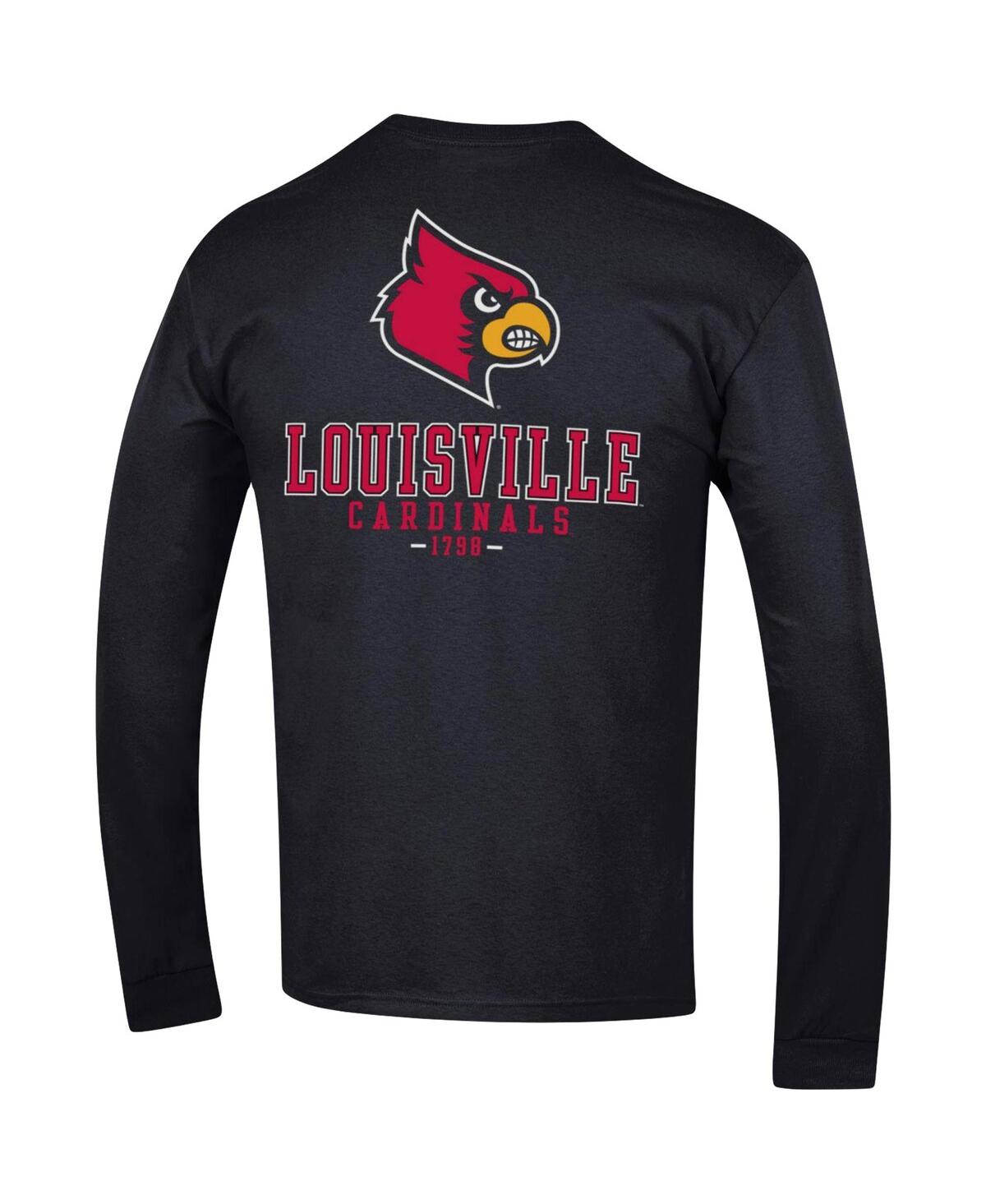 Men's ChampionLouisville Cardinals Team Stack Long Sleeve T-shirt - Black