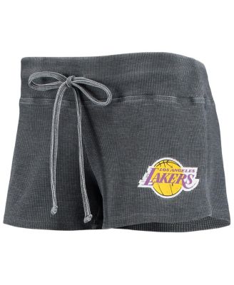 Women's Charcoal, White Los Angeles Lakers Resurgence Slub Burnout Raglan T-shirt and Shorts Sleep Set