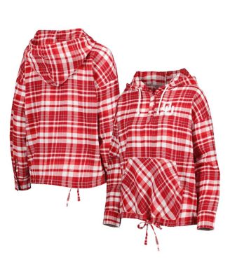 Women's Crimson Oklahoma Sooners Mainstay Plaid Pullover Hoodie
