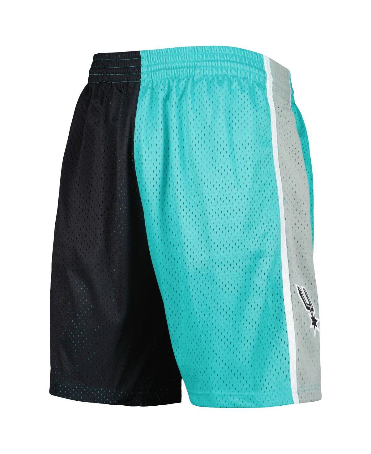 Men's Mitchell & Ness Black San Antonio Spurs Hardwood Classics 1998 Split Swingman Shorts - Black