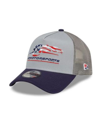Men's Gray, Navy JR Motorsports 9FORTY A-Frame Trucker Snapback Adjustable Hat
