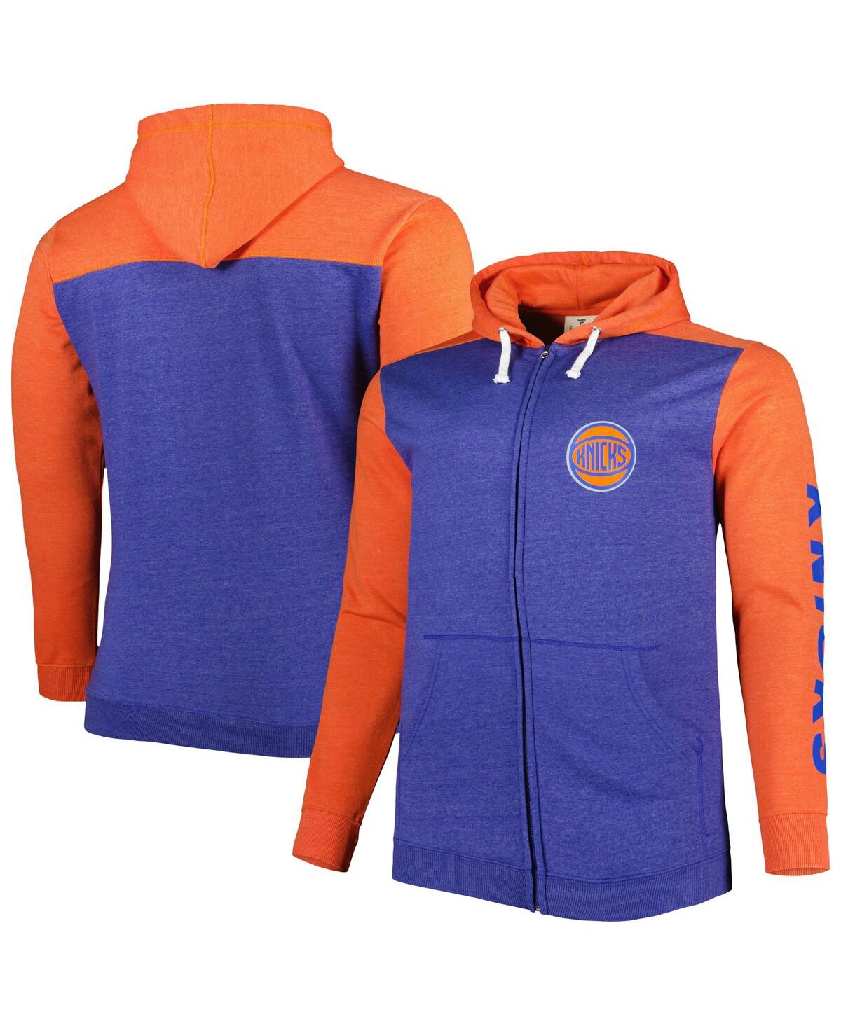 Men's Fanatics Heathered Orange New York Knicks Big and Tall Down and Distance Full-Zip Hoodie - Heathered Orange