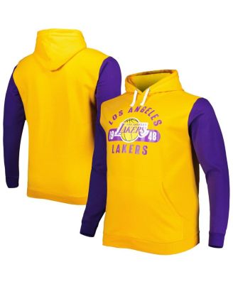 Men's Gold, Purple Los Angeles Lakers Big and Tall Bold Attack Pullover Hoodie