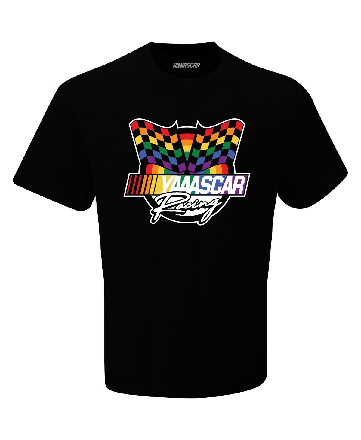Men's Checkered Flag SportsNascar Yaaascar T-shirt - Black