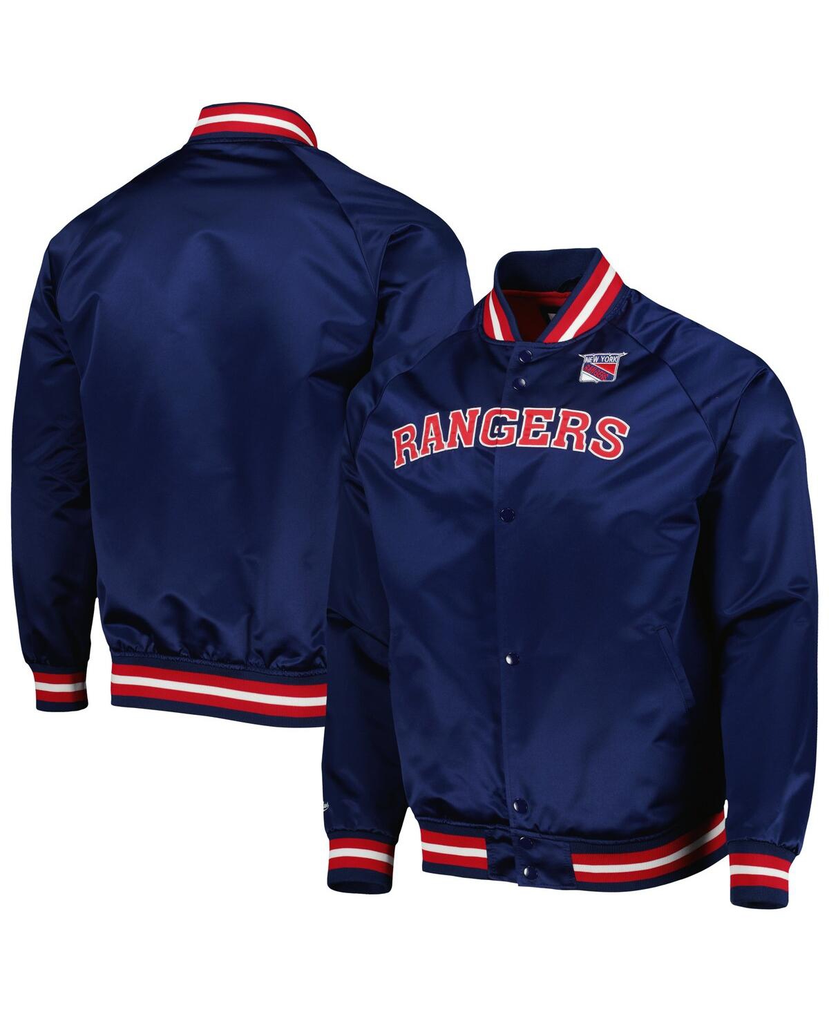 Mitchell & Ness Men's  Navy New York Rangers Satin Full-snap Varsity Jacket In Navy