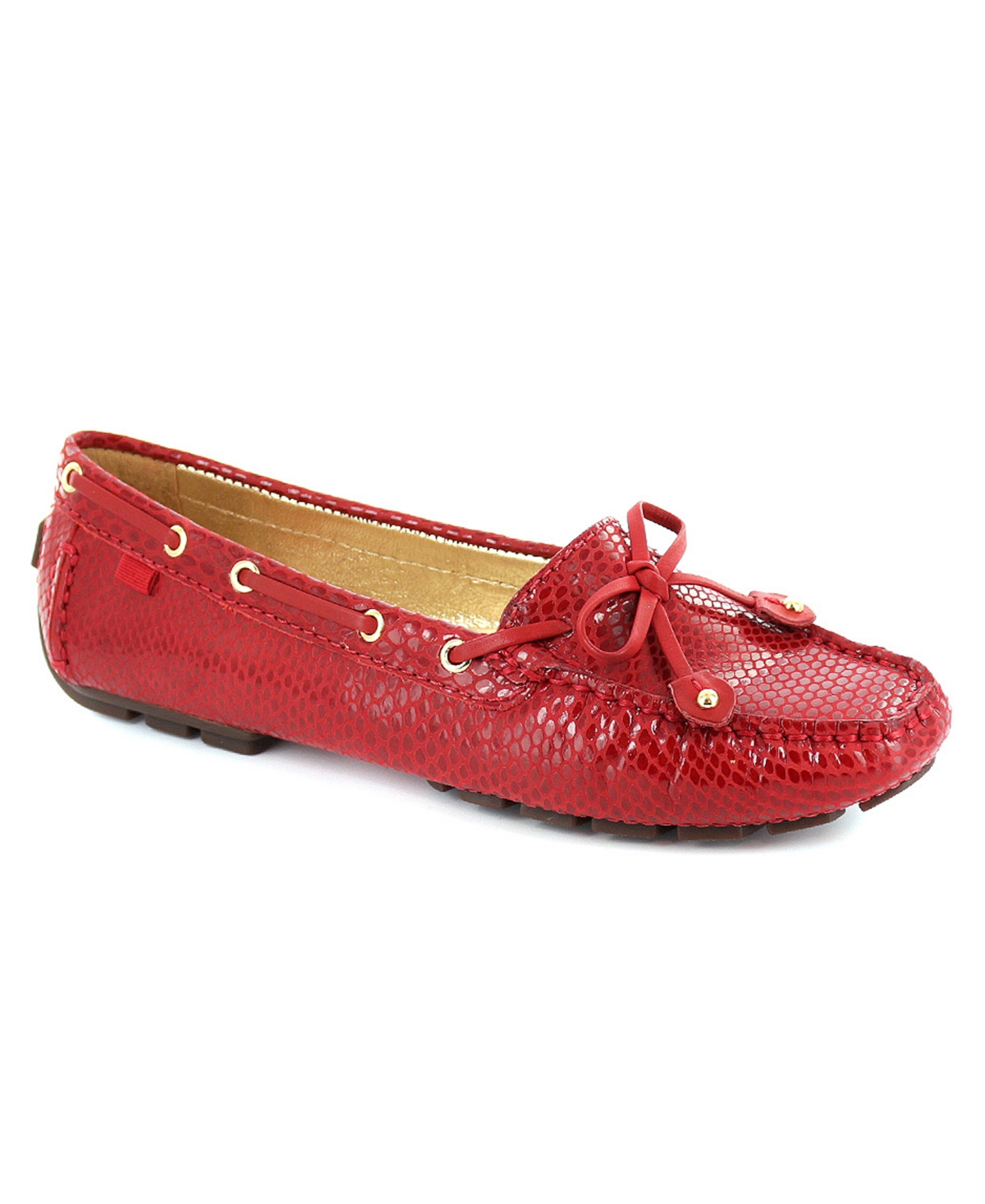 Shop Marc Joseph New York Women's Cypress Hill Round Toe Flats In Red Snake
