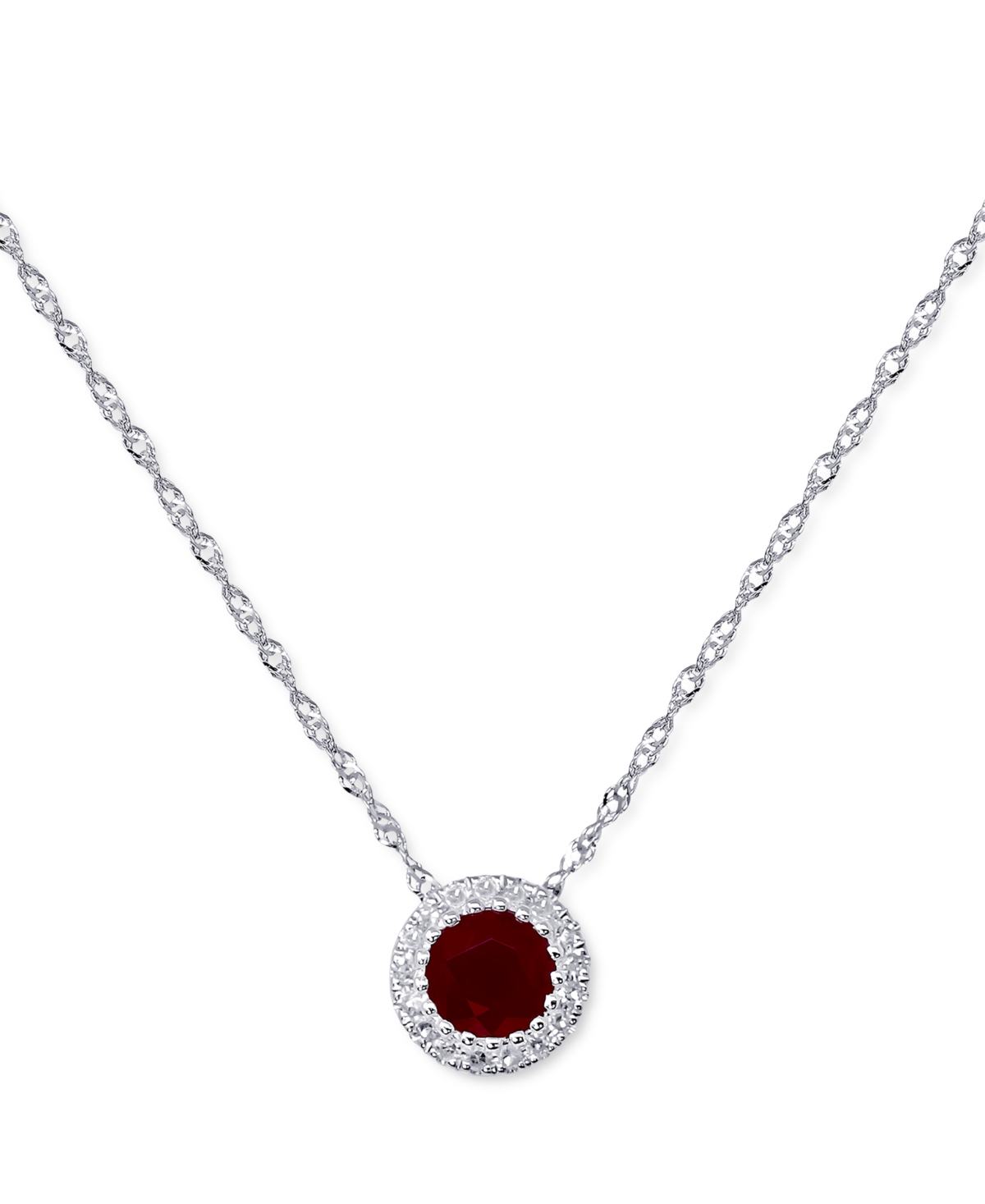 Sapphire ( 3/8 ct. t.w.) & Diamond Accent Pendant Necklace in 14k White Gold, 16