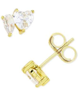 Macy's - Pink and White Cubic Zirconia Stud Earrings in Sterling Silver or 14k Gold over Sterling Silver