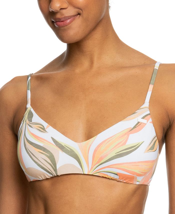 Roxy Juniors' Beach Classics Floral-Print Strappy Bikini Top - Macy's