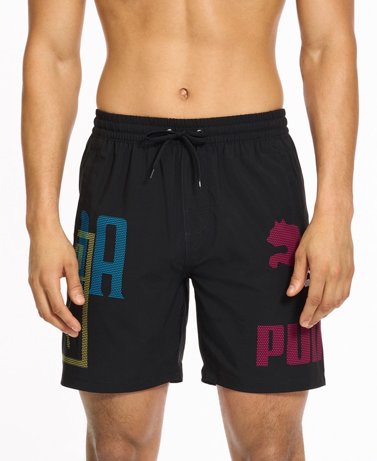 Men's Logo Print 7" Swim Shorts - Black