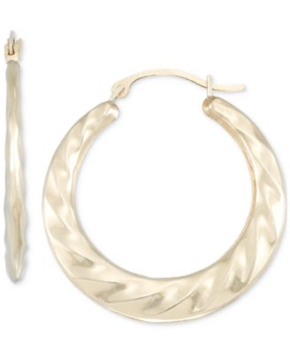 10k Yellow deals Gold 4x15mm Swirl Design Round Hoop Earrings