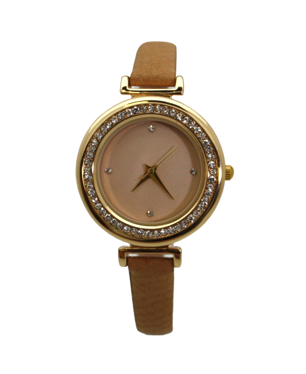 Soft Leather Solid Colors and Rhinestones Women Watch - Beige/Khaki