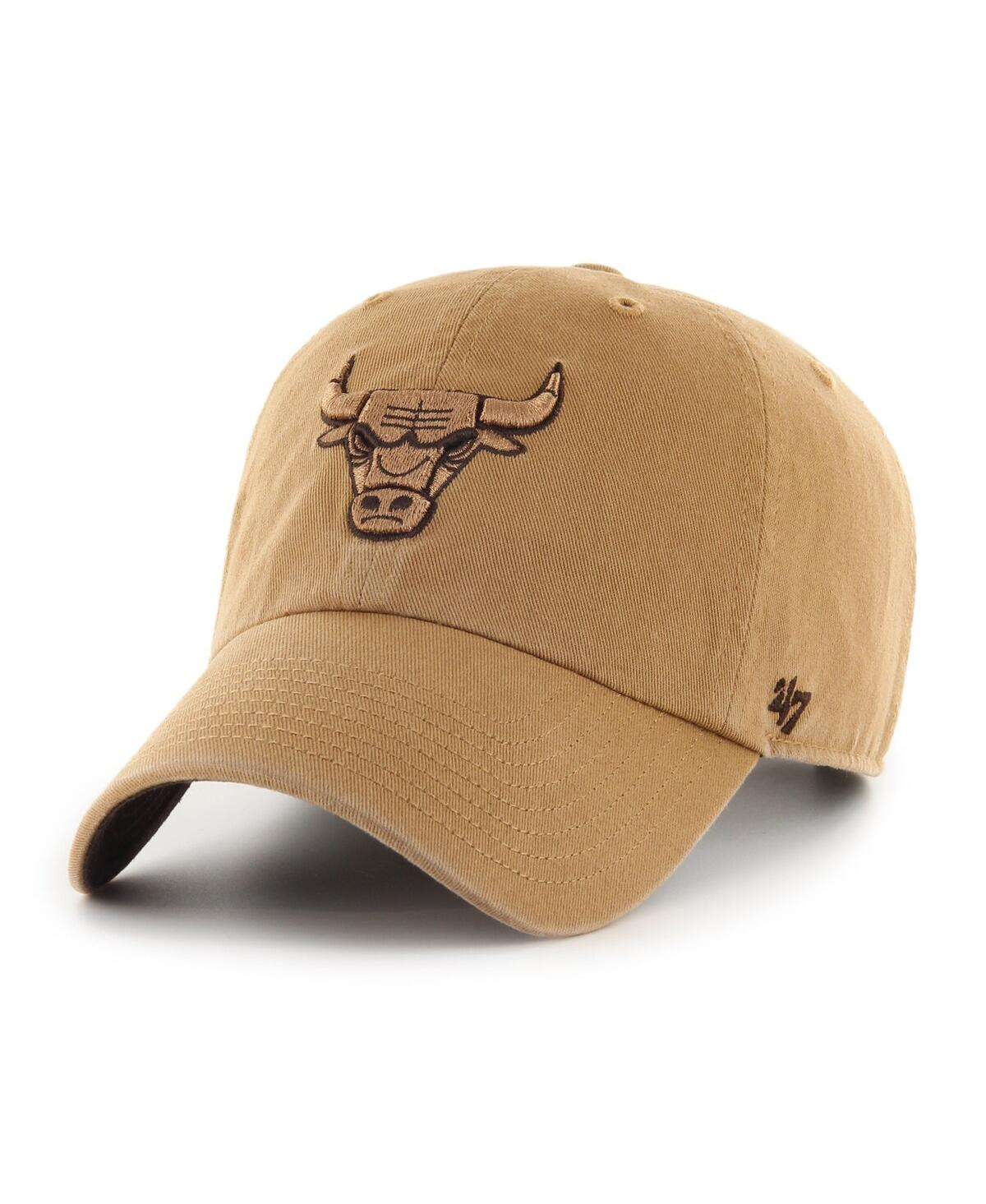 47 Brand Men's ' Camel Chicago Bulls Ballpark Clean Up Adjustable Hat In Tan