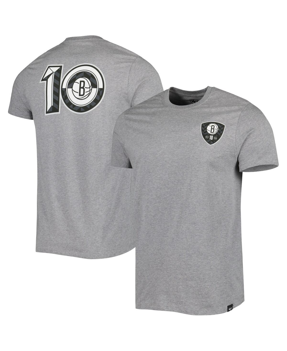 47 Brand Men's ' Heather Gray Brooklyn Nets 10th Anniversary Backer T-shirt