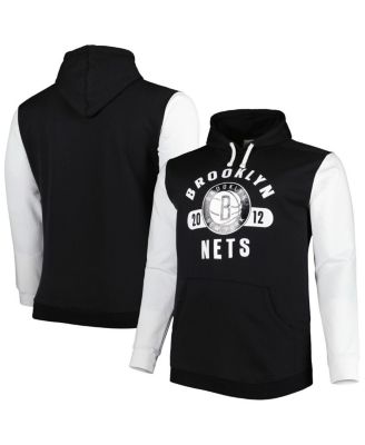 Men's Black, White Brooklyn Nets Big and Tall Bold Attack Pullover Hoodie