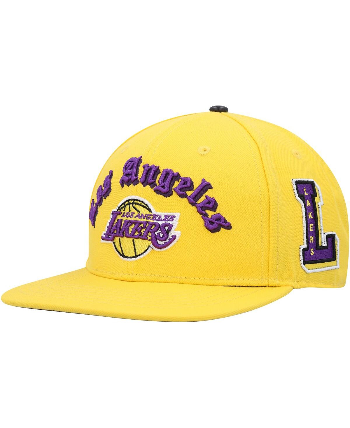 Shop Pro Standard Men's  Gold Los Angeles Lakers Old English Snapback Hat