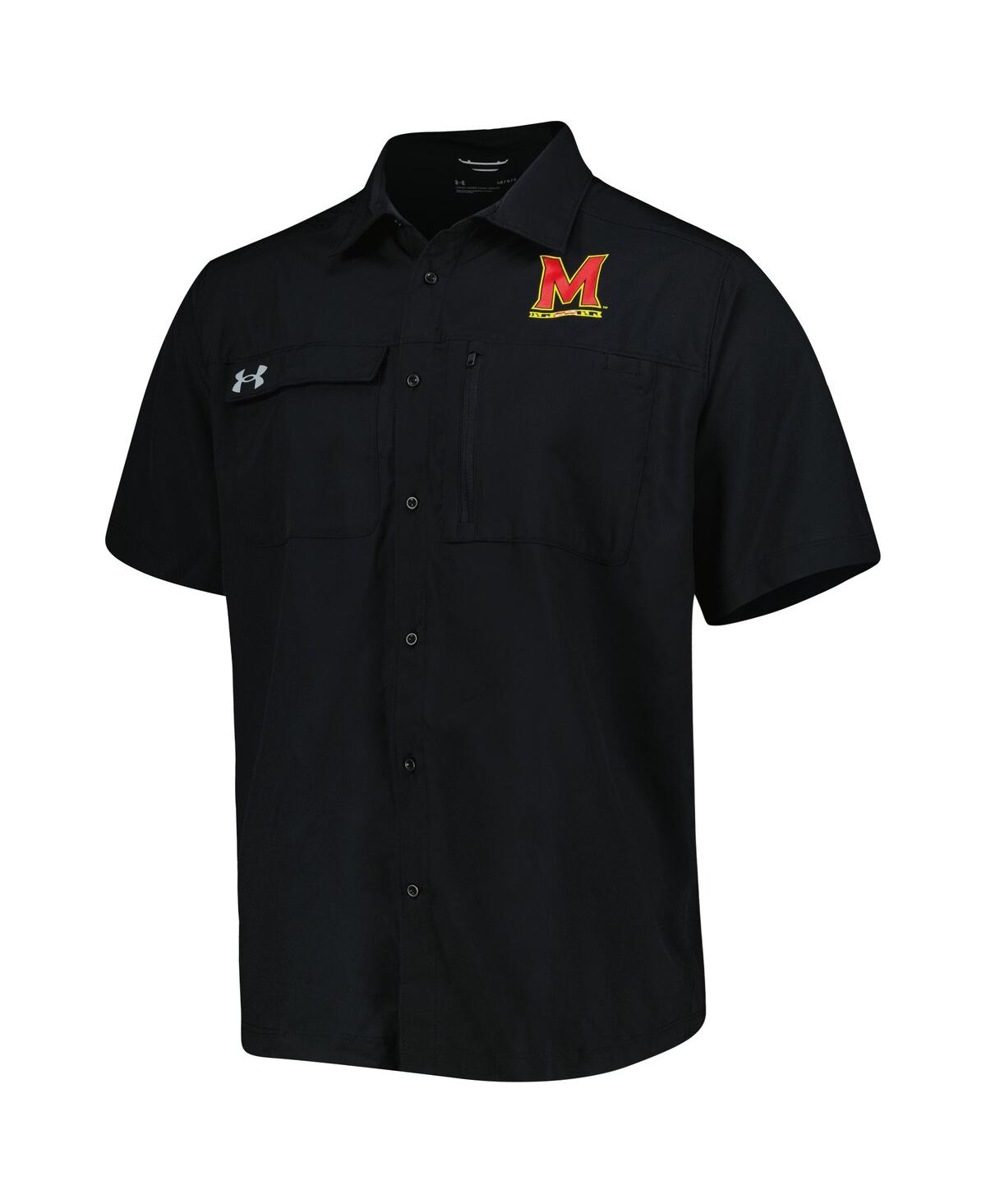 Shop Under Armour Men's  Black Maryland Terrapins Motivate Button-up Shirt