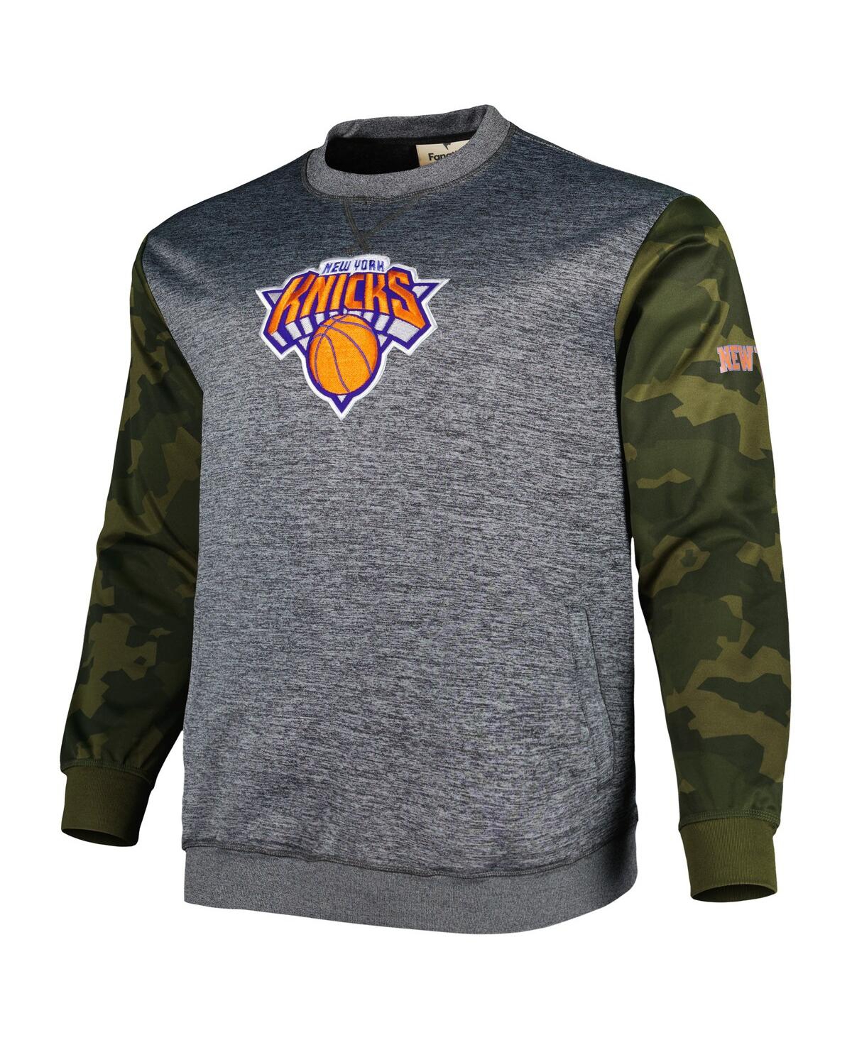 Shop Fanatics Men's  Heather Charcoal New York Knicks Big And Tall Camo Stitched Sweatshirt