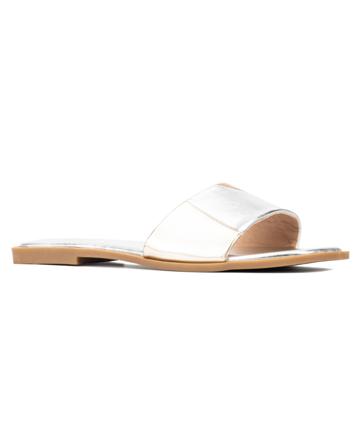 Janice Women's One Banded Flat Slides - Silver/gold