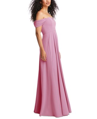 Women's Off-the-Shoulder Pleated Cap Sleeve A-line Maxi Dress