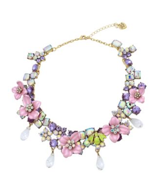 Betsey Johnson Faux Stone Flower Cluster Collar Necklace - Macy's