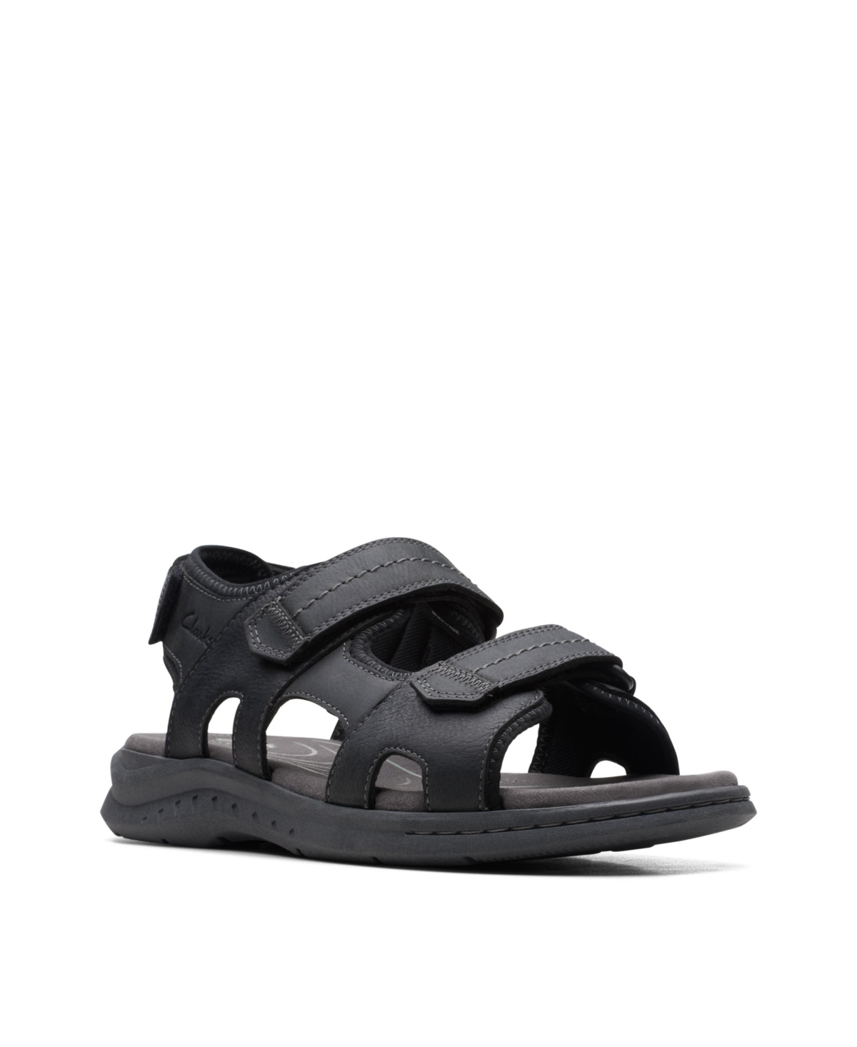 Clarks Men's Walkford Casual Walk Sandals In Black Leather