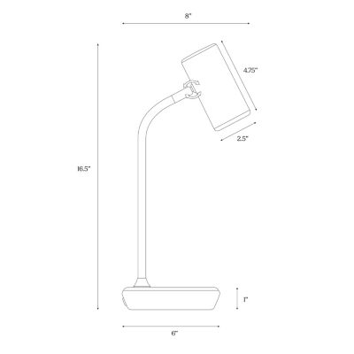 Ezra 16.5" LED Table Lamp with Wireless Charging Pad and Rotating Shade