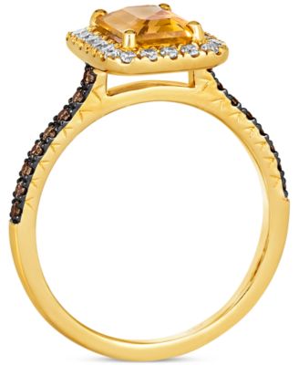 Deep Sea Blue Topaz (1-5/8 ct. t.w.) & Diamond (3/8 ct. t.w.) Halo Ring in 14k Rose Gold (Also in Amethyst & Citrine)