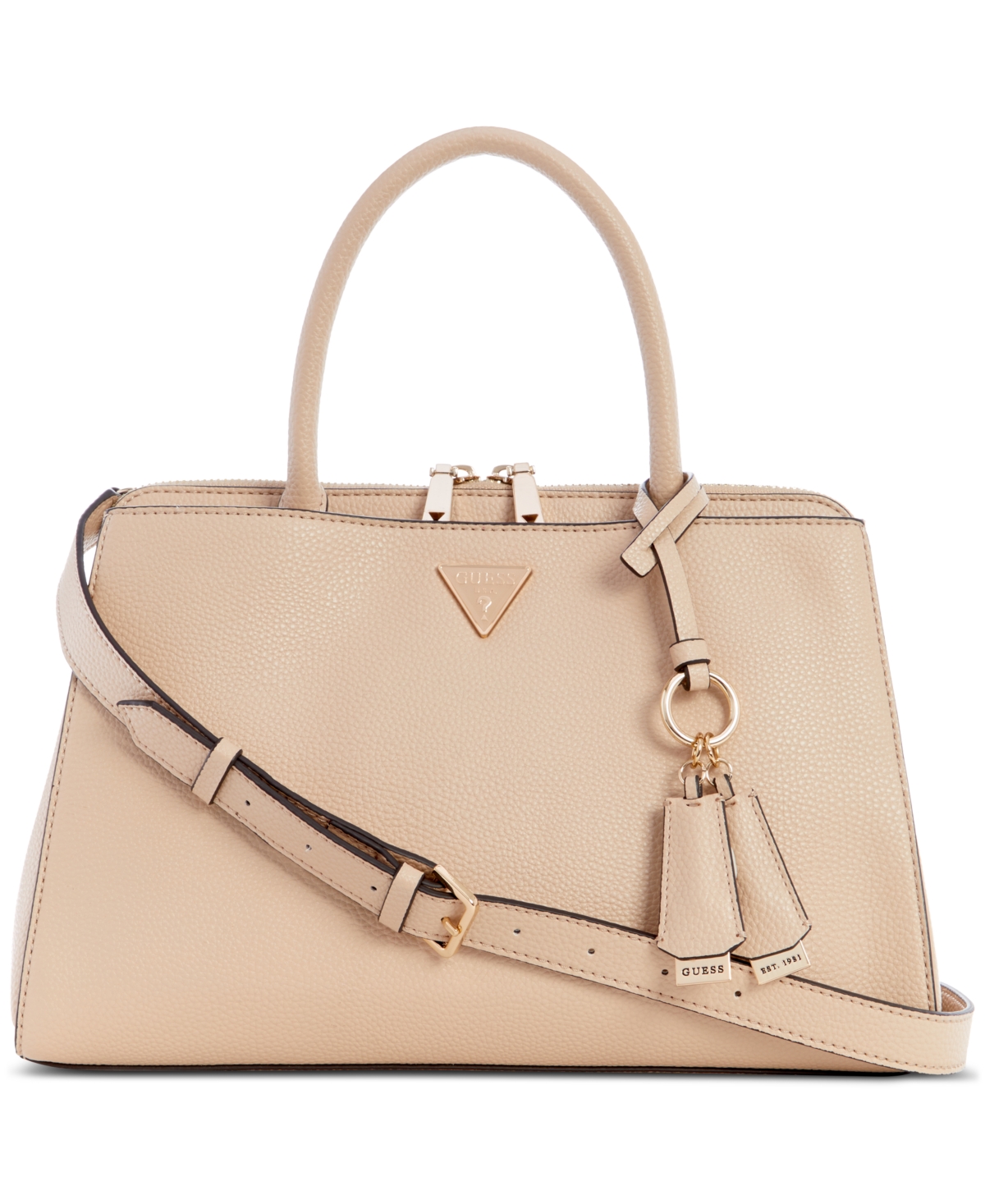 Guess Emiliya Girlfriend Medium Top Zip Satchel In Taupe ModeSens