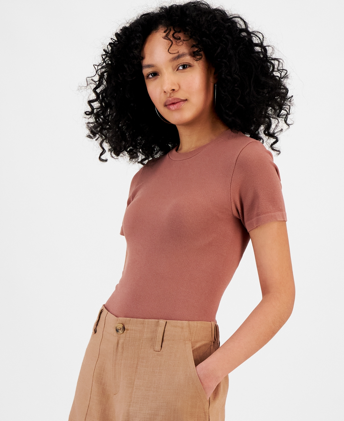 And Now This Women's Crewneck Seamless Short Sleeve T-shirt In Cognac