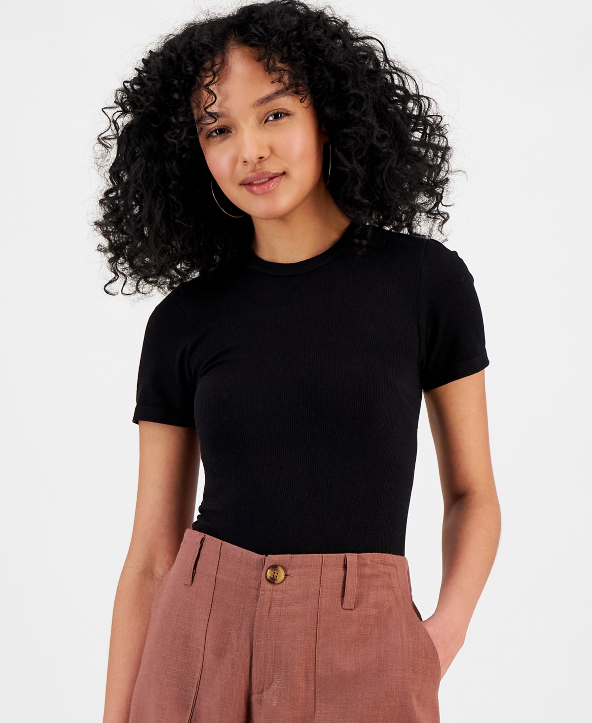 And Now This Women's Crewneck Seamless Short Sleeve T-shirt In Black