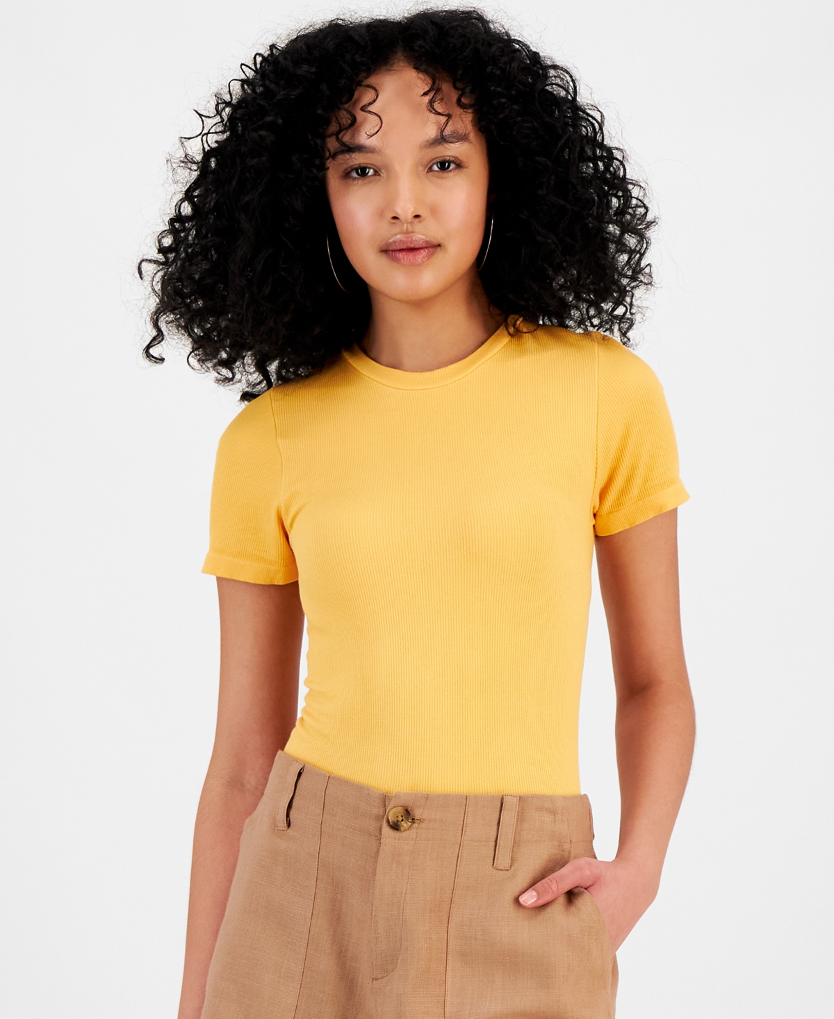 And Now This Women's Crewneck Seamless Short Sleeve T-shirt In Soft Mango
