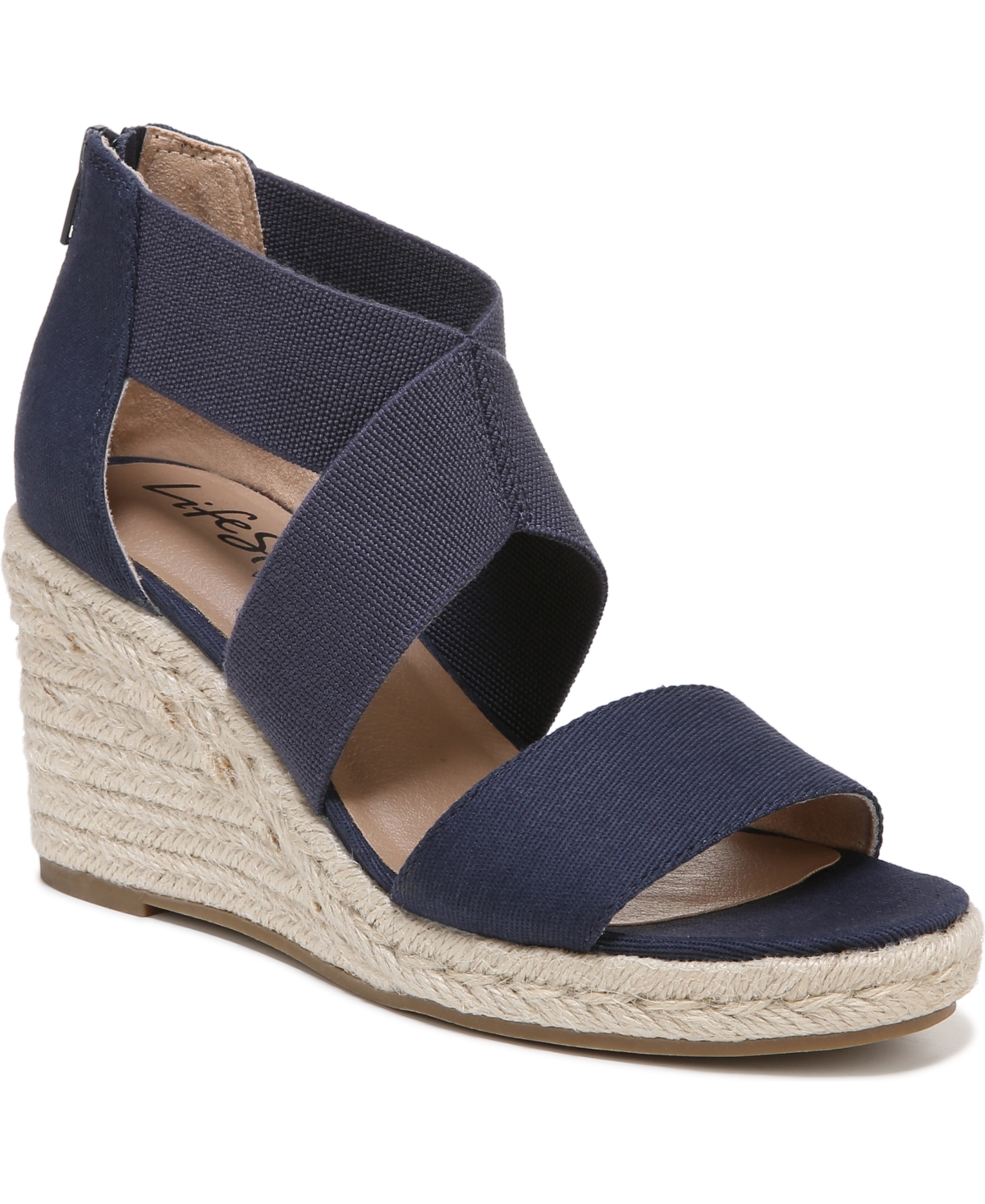 Lifestride Thrive Espadrille Platform Wedge Sandal In Navy Fabric