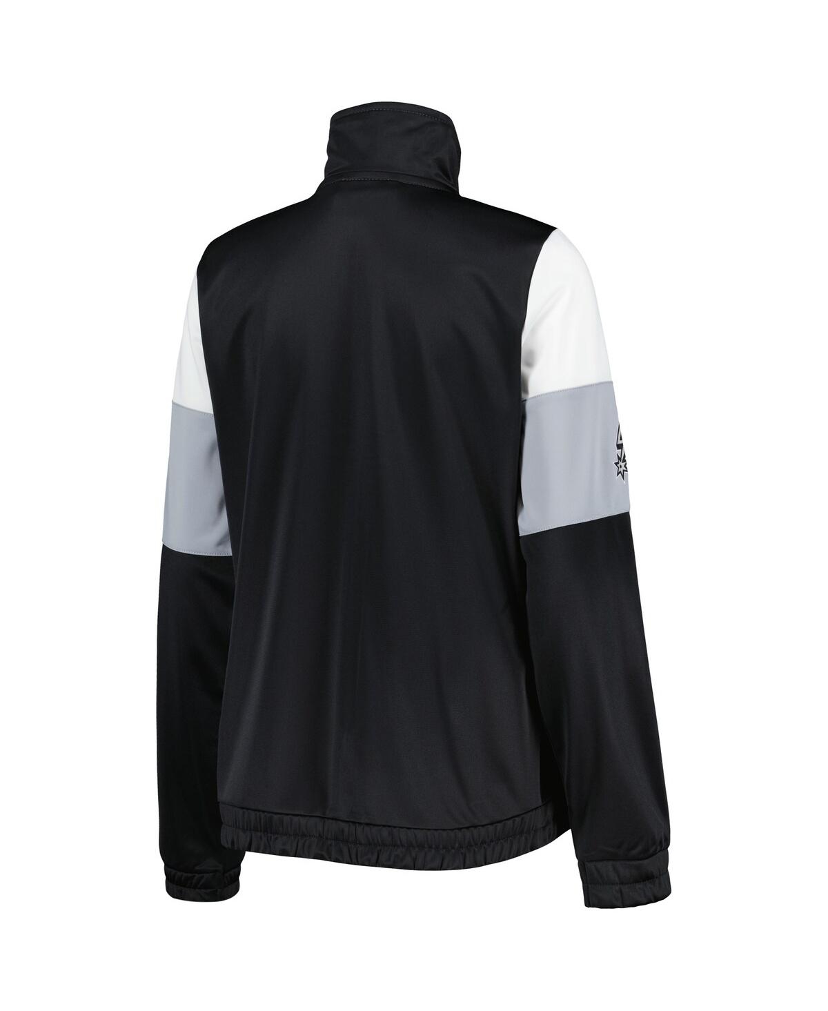 G-III 4HER BY CARL BANKS WOMEN'S G-III 4HER BY CARL BANKS BLACK SAN ANTONIO SPURS CHANGE UP FULL-ZIP TRACK JACKET 
