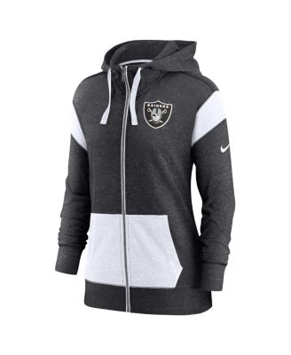 Women's Heathered Black, White Las Vegas Raiders Plus Size Monaco Full-Zip Hoodie