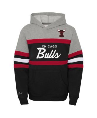Big Boys Heather Gray, Black Chicago Bulls Hardwood Classics Head Coach Pullover Hoodie
