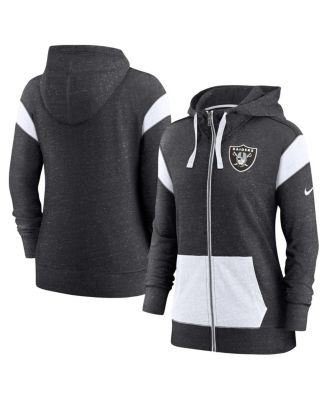 Women's Heathered Black, White Las Vegas Raiders Plus Size Monaco Full-Zip Hoodie
