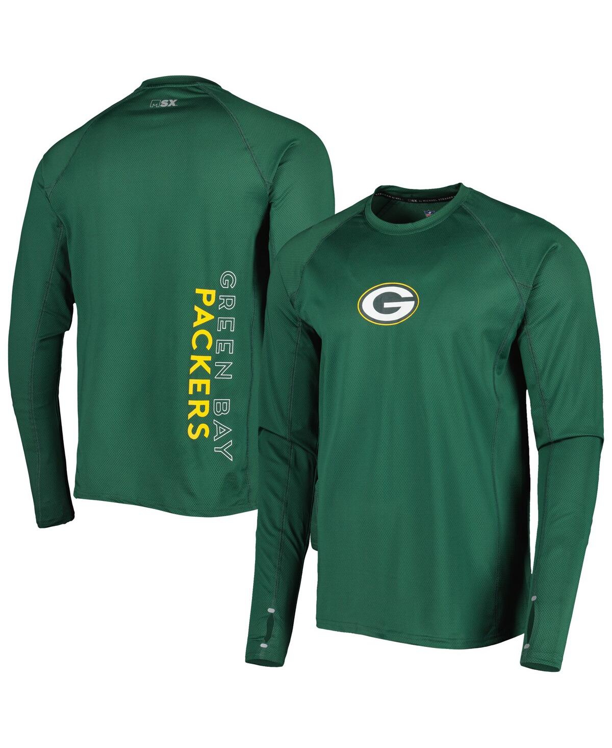 Shop Msx By Michael Strahan Men's  Green Green Bay Packers Interval Long Sleeve Raglan T-shirt