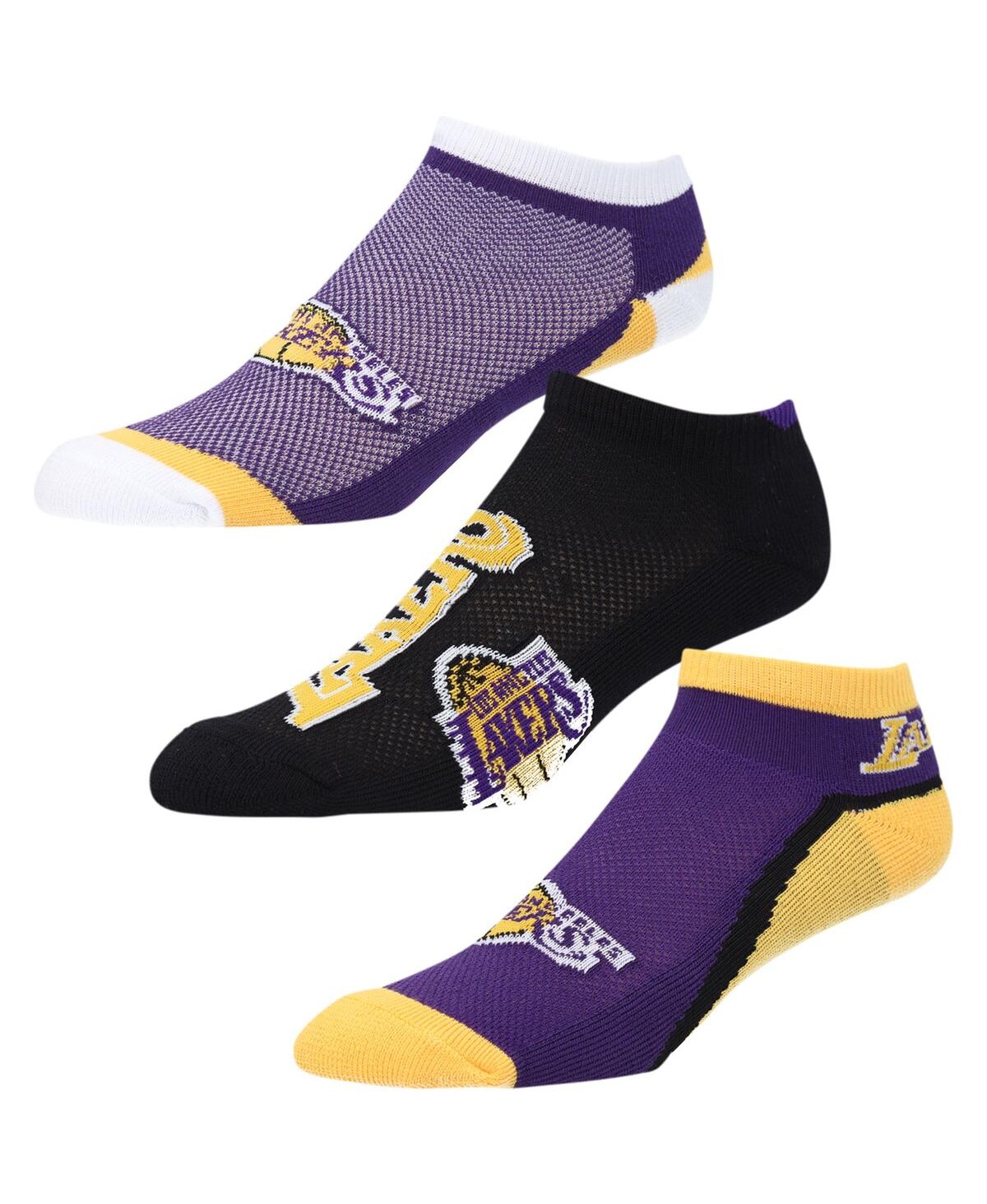 For Bare Feet Men's And Women's  Los Angeles Lakers Flash Ankle Socks 3-pack Set In Multi