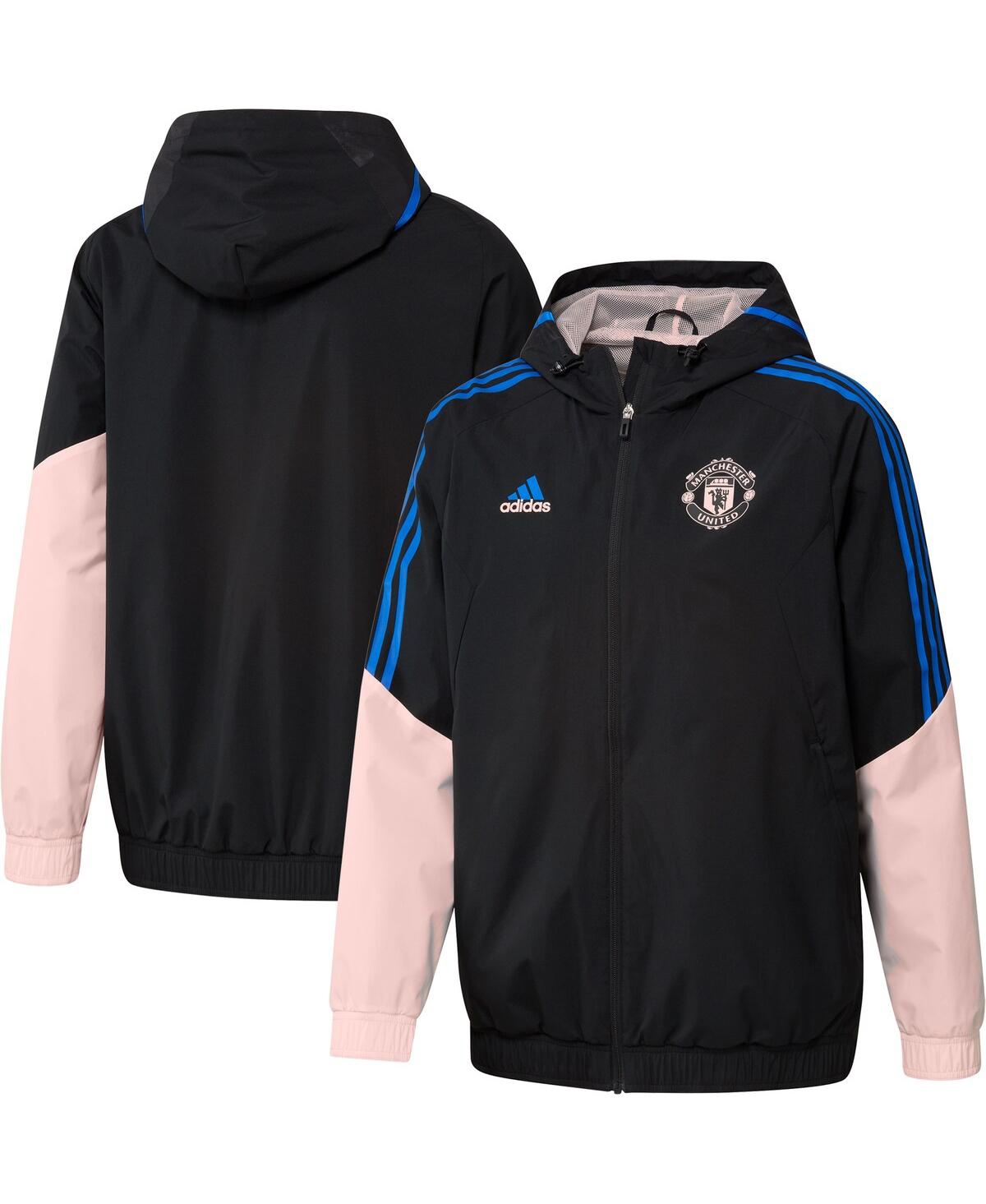 Shop Adidas Originals Men's Adidas Black Manchester United Training All-weather Raglan Full-zip Hoodie Jacket