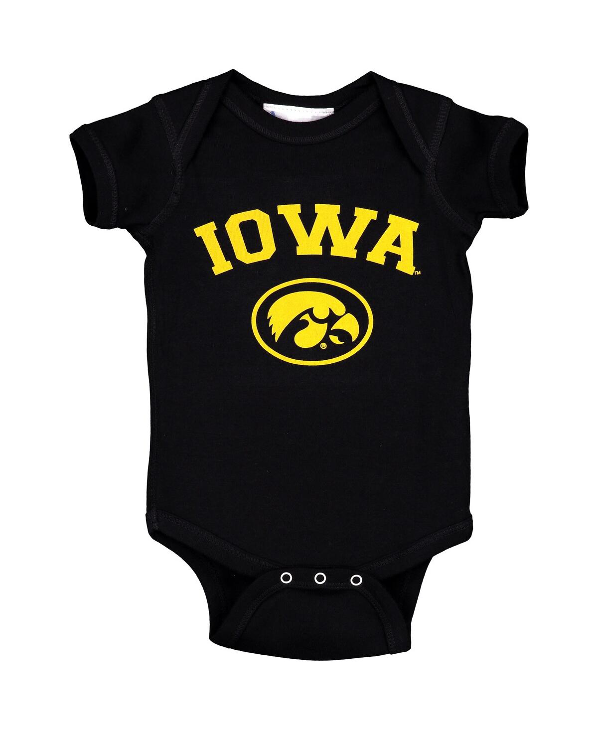 Two Feet Ahead Babies' Infant Boys And Girls Black Iowa Hawkeyes Arch And Logo Bodysuit