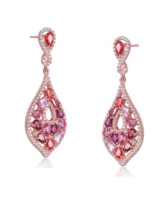 Sterling Silver Multi Colored Cubic Zirconia Accent Dangle Earrings