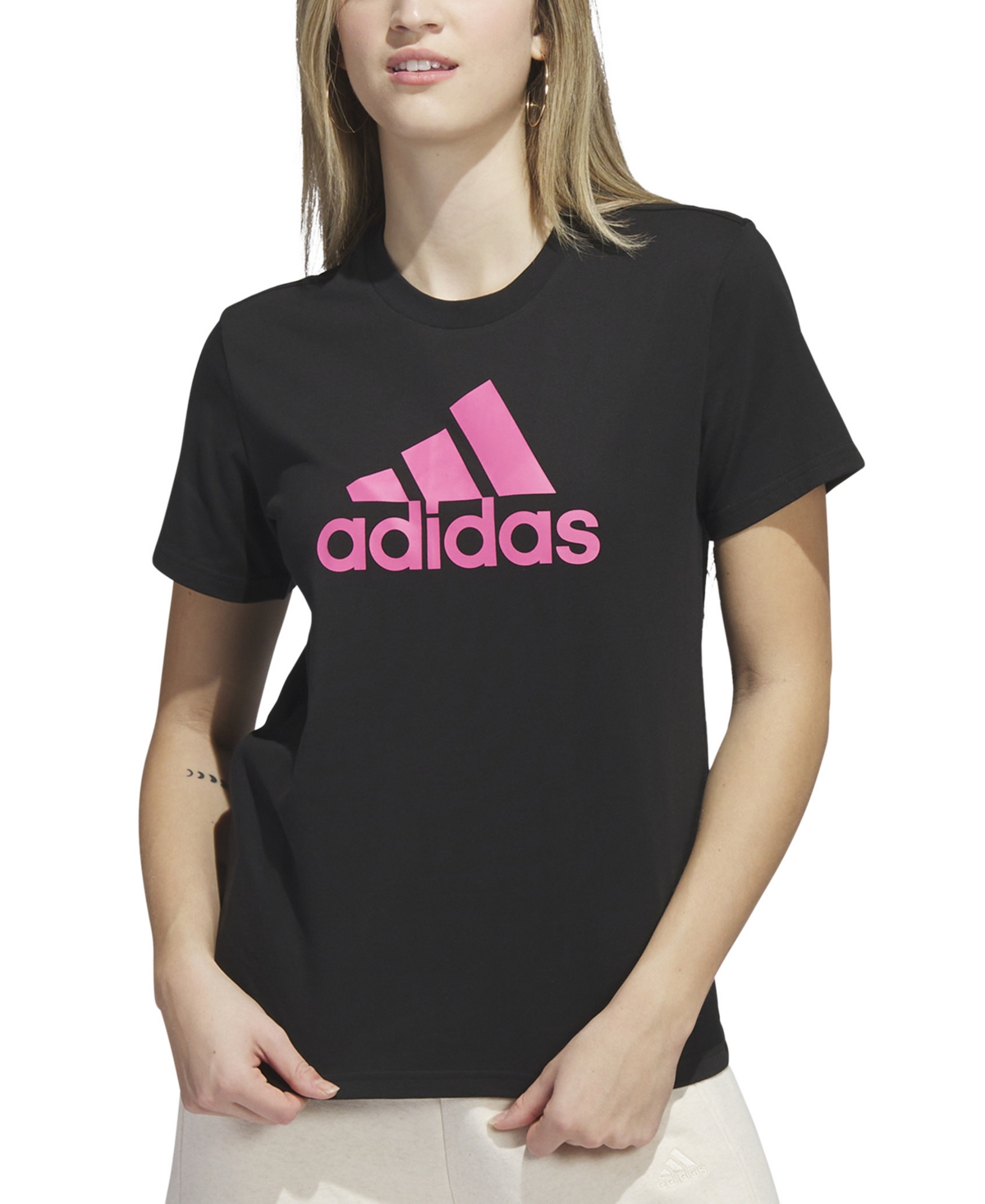 Adidas Originals Women's Essentials Logo Cotton T-shirt, Xs-4x In Black,pink
