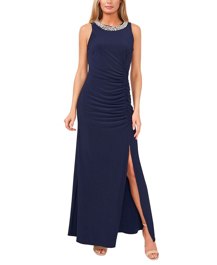 Msk embellished hot sale ruched jersey gown