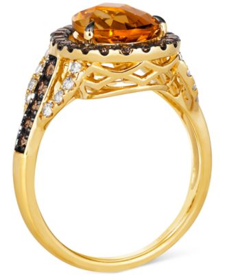 Cinnamon Citrine (2-7/8 ct. t.w.) & Diamond (7/8 ct. t.w.) Pear Halo Statement Ring in 14k Gold
