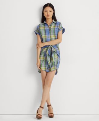 Lauren Ralph Lauren - Petite Short Dolman Sleeve Plaid Shirtdress